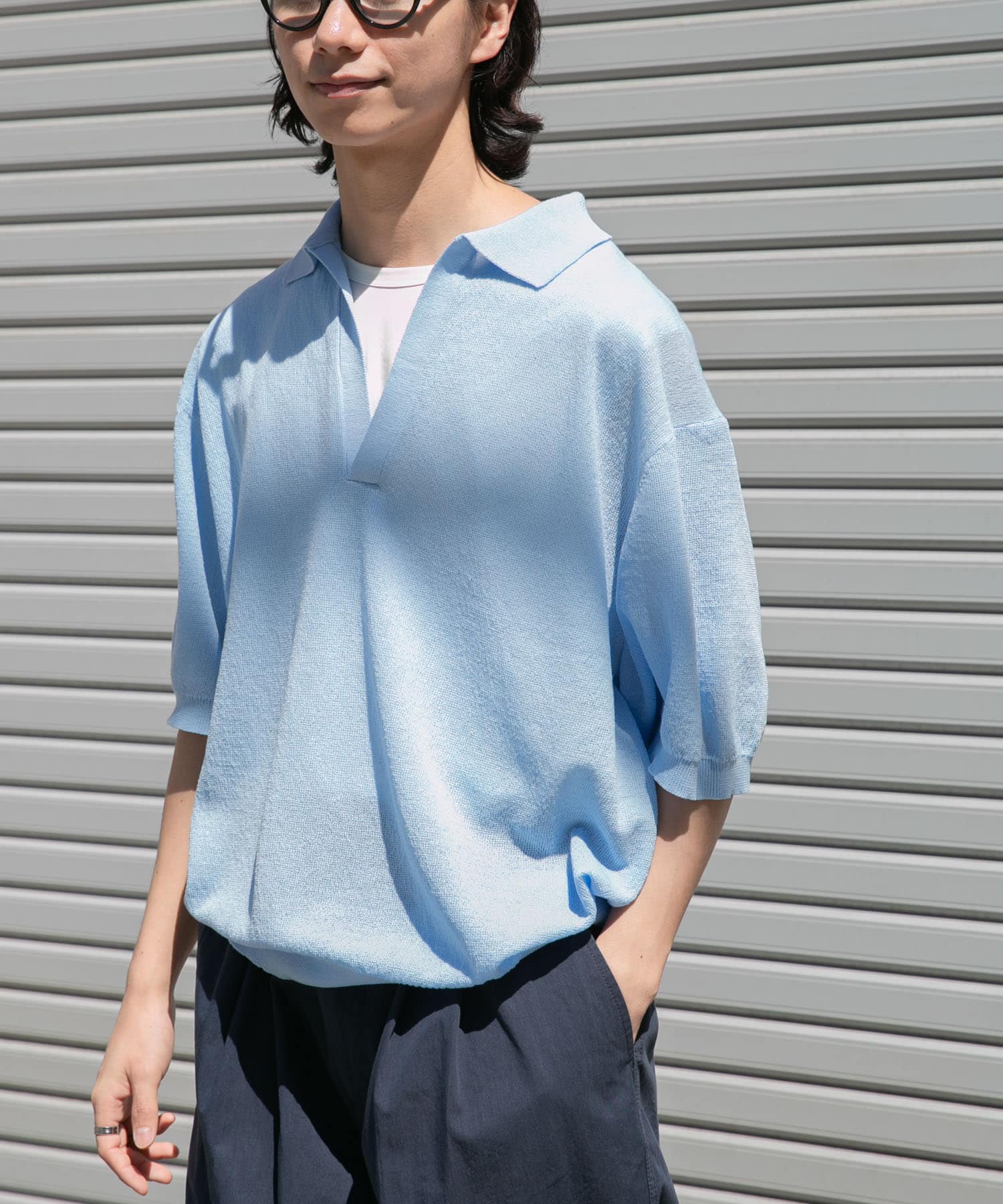 Urban Research FORK&SPOON Linen Blend Skipper Knit