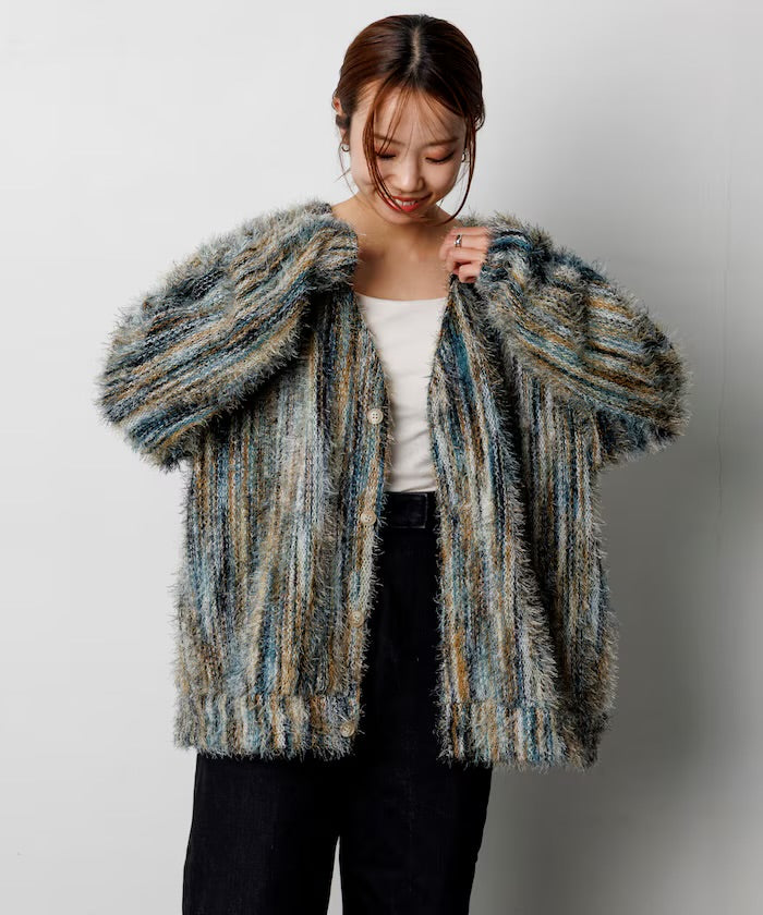 FREAK'S STORE
Relaxed Fit Knit Multi-Striped Cardigan