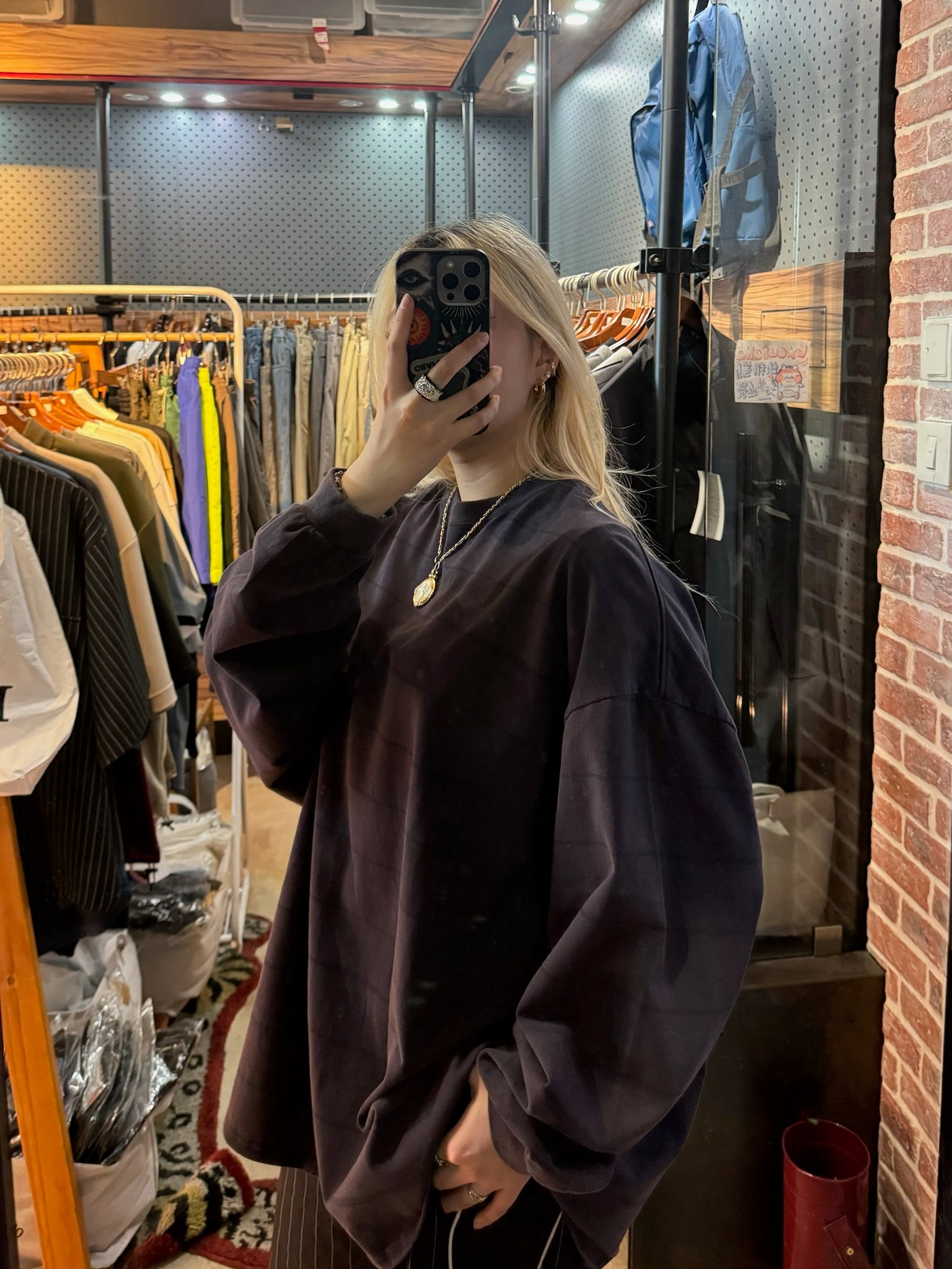 S.F.C SIDE STRIPE SUPER BIG LS TEE (DISCHARGED) NAVY 【SFCFW25CS06】(N)