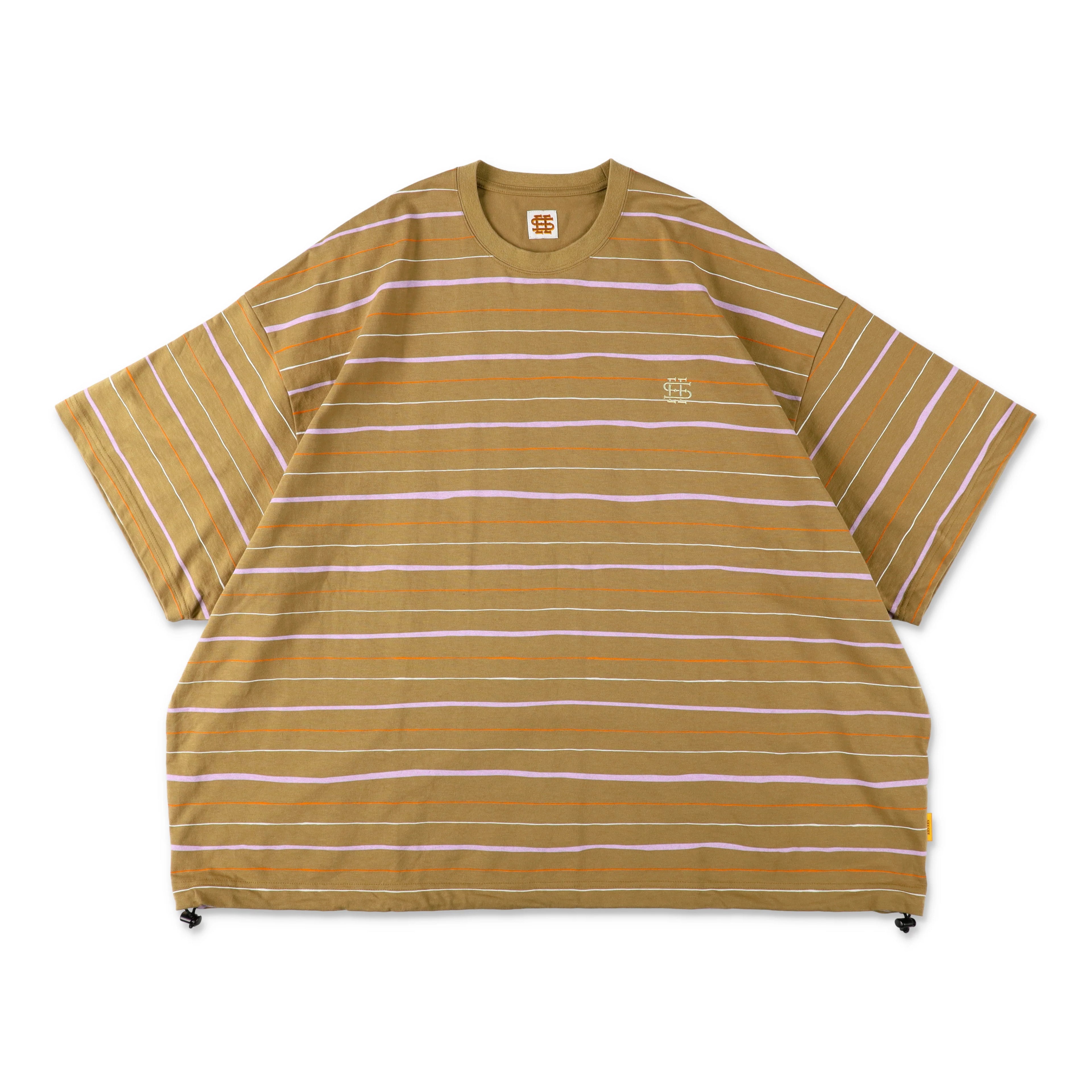 【6-2】SEE SEE SUPER BIG BORDER SS W/DRAWSTRINGS TEE【MOCA】