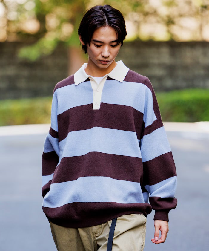 FREAK‘S STORE
Big silhouette striped Knit rugby shirt