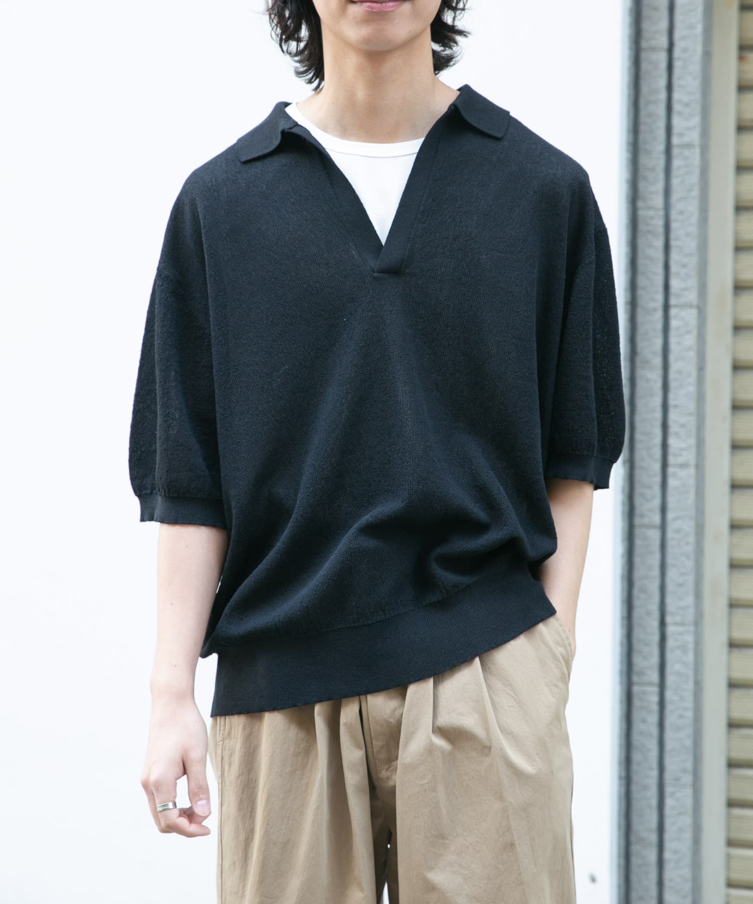 Urban Research FORK&SPOON Linen Blend Skipper Knit