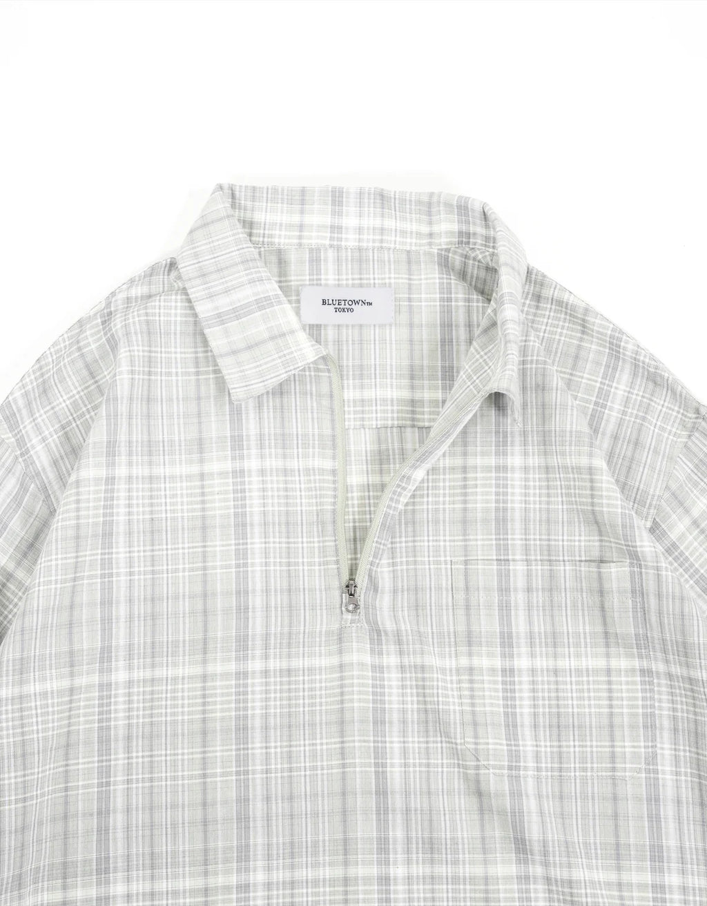 BONBON BLUETOWN TOKOY 
Half Zip Check Shirt