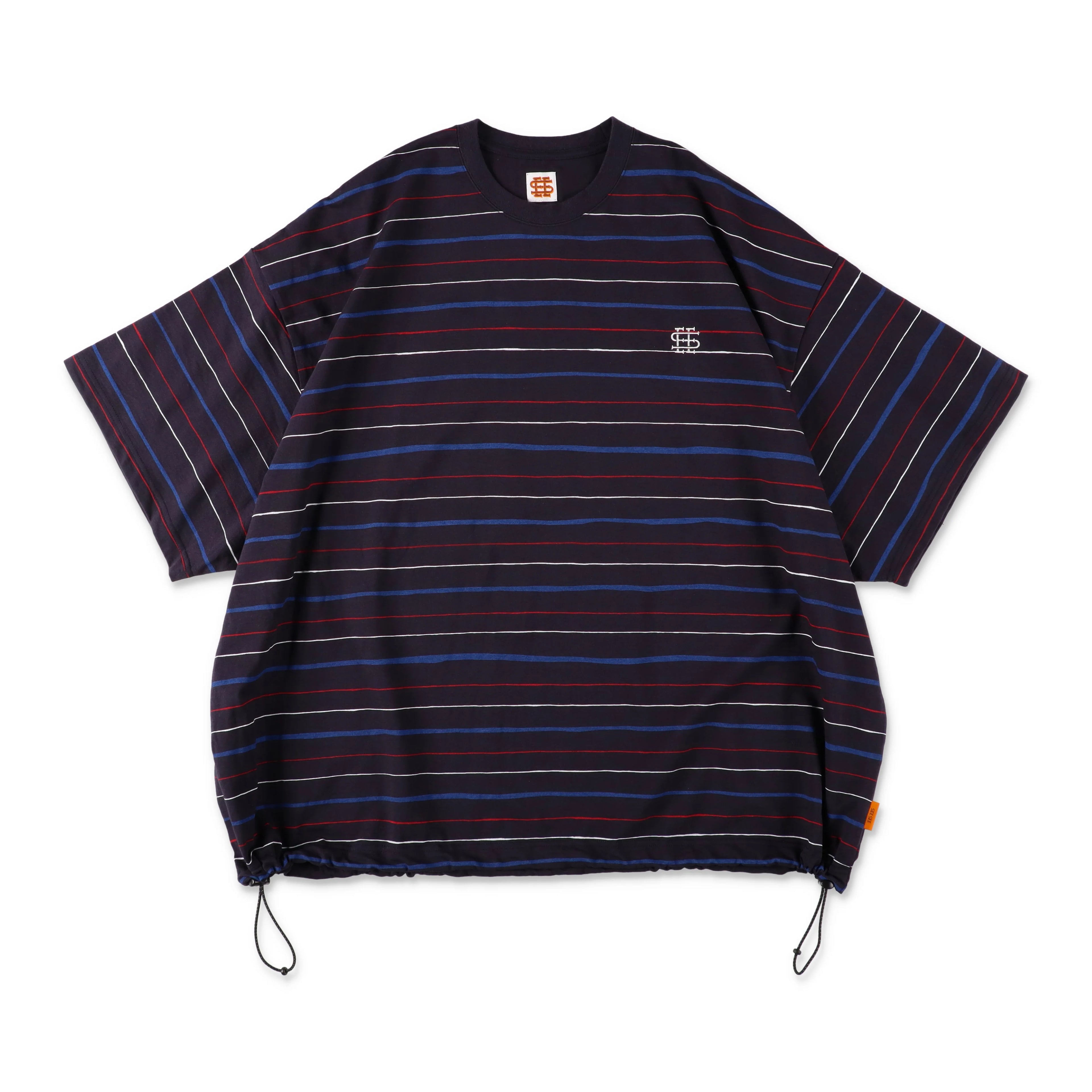 【6-3】SEE SEE SUPER BIG BORDER SS W/DRAWSTRINGS TEE【NAVY】
