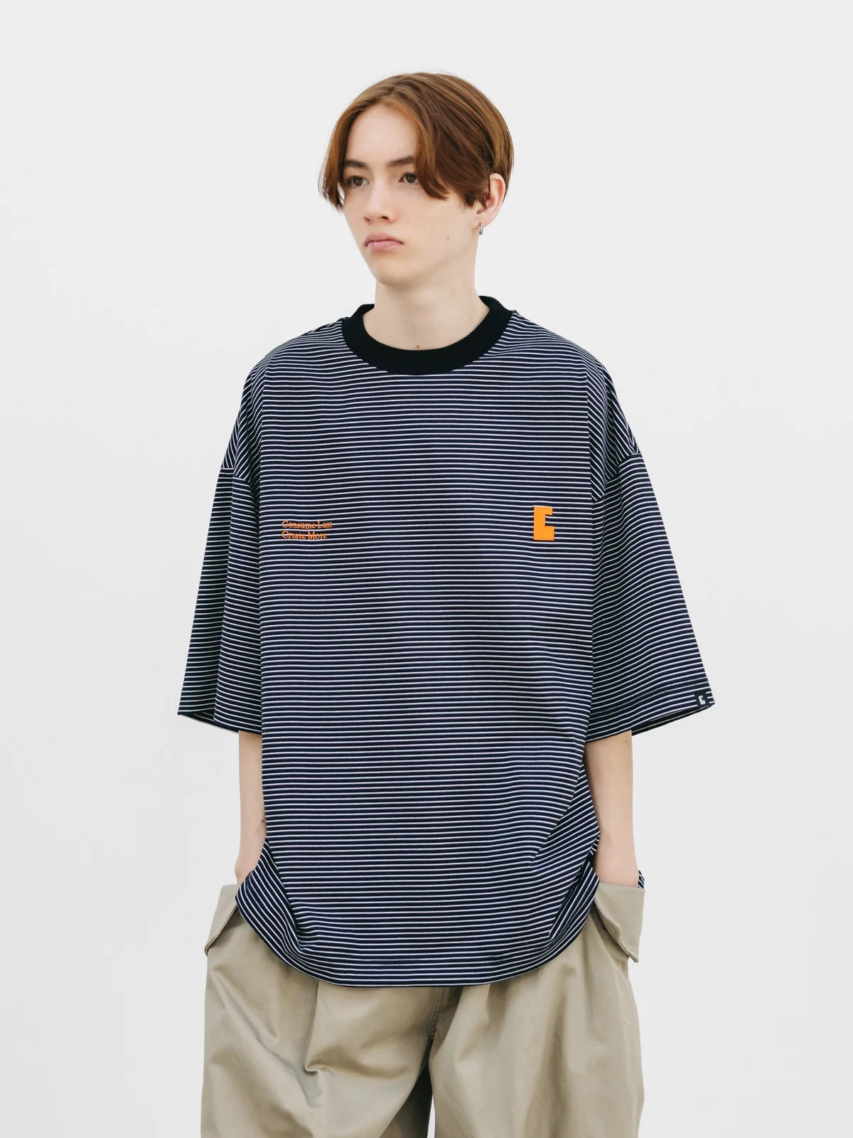 CLESSTE
"C×CONCEPT" STRIPED S/S T-SHIRT WITH DRAWSTRINGS