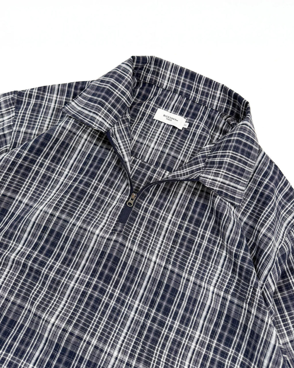 BONBON BLUETOWN TOKOY 
Half Zip Check Shirt