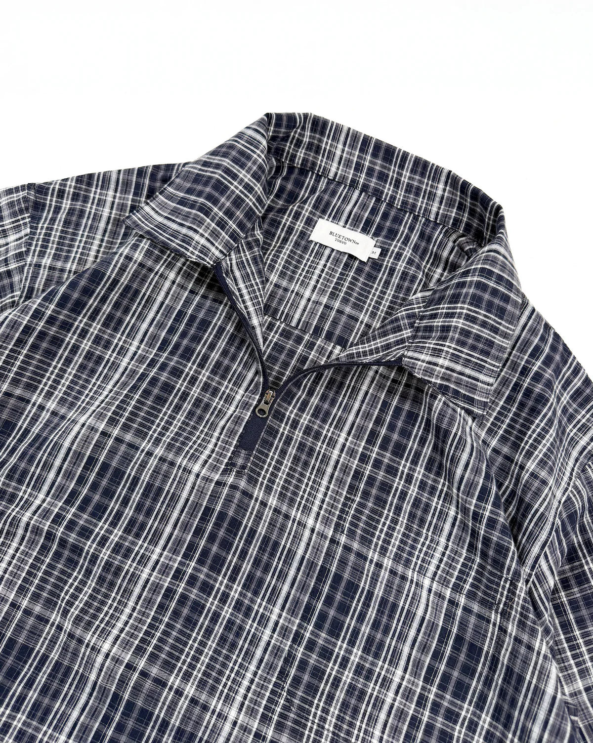 BONBON BLUETOWN TOKOY 
Half Zip Check Shirt
