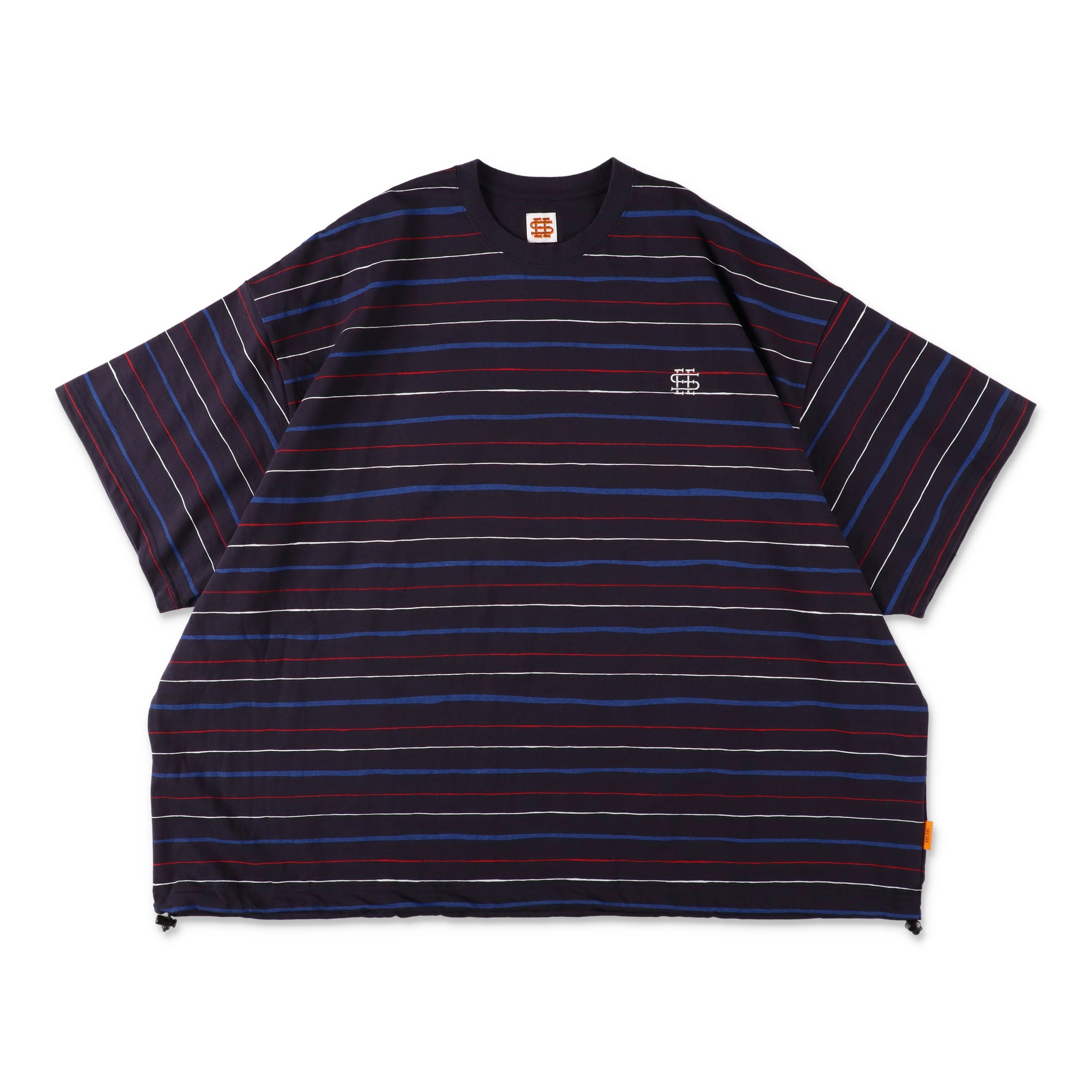 【6-3】SEE SEE SUPER BIG BORDER SS W/DRAWSTRINGS TEE【NAVY】