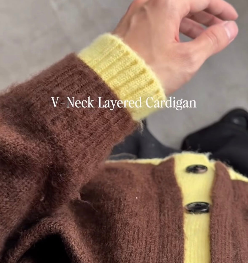 WETTEMPT 
V NECK BRUSHED LAYERED CARDIGAN/V
