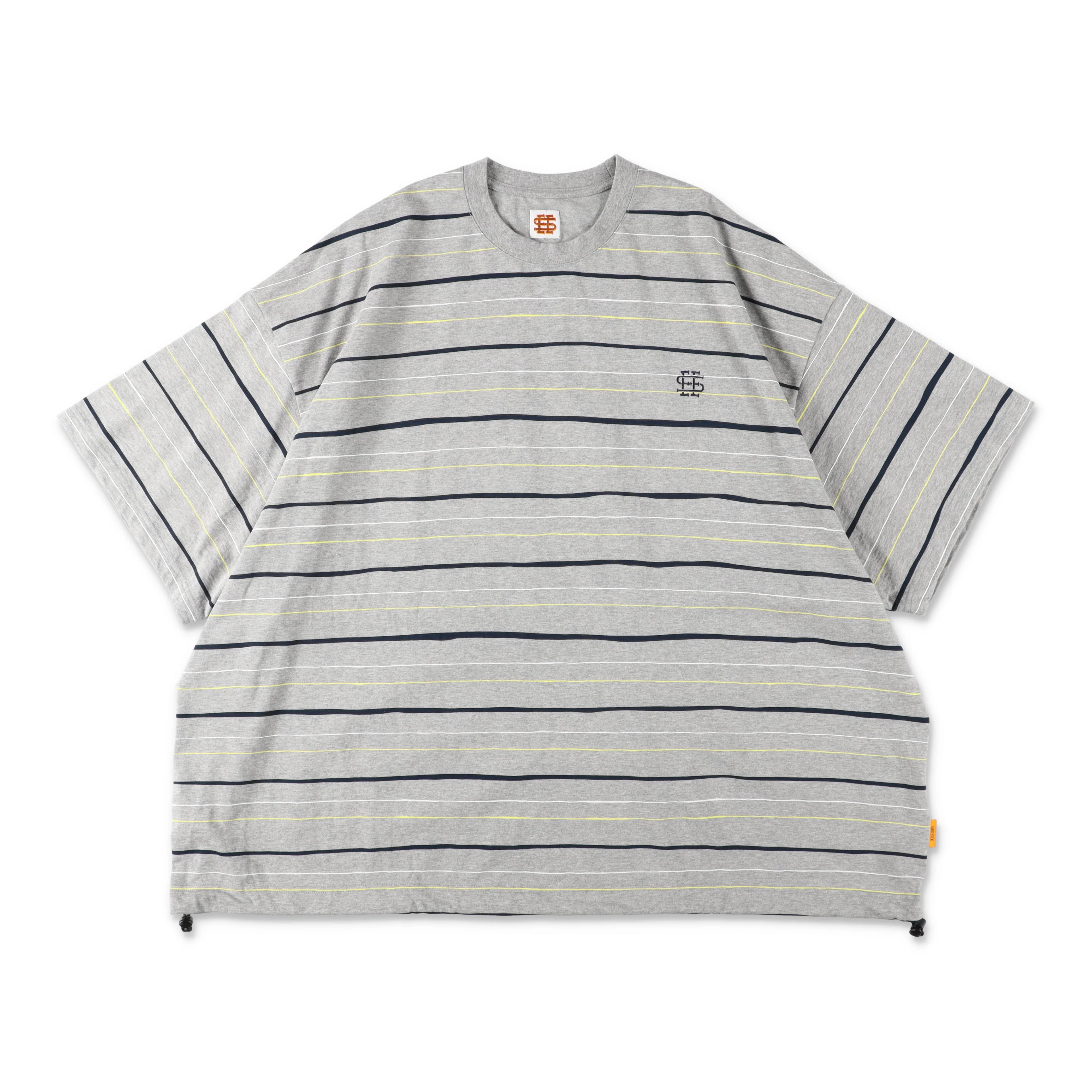 【6-1】SEE SEE SUPER BIG BORDER SS W/DRAWSTRINGS TEE【GREY】