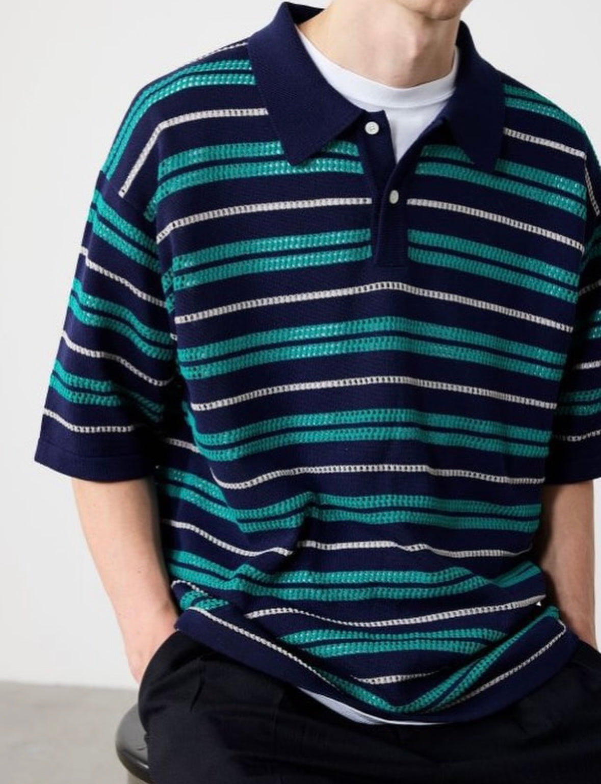 BEAMS
12 Gauge Border Polo Shirt