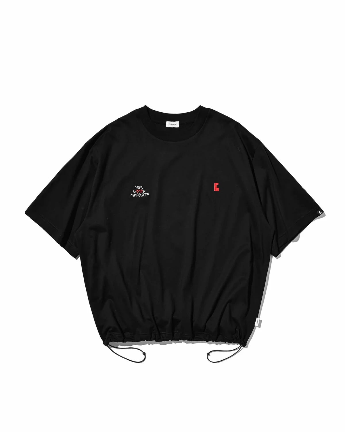 CLESSTE
【LIMITED】 “YES G♡♡D MARKET" S/S T-SHIRT WITH DRAWSTRINGS (BLACK)