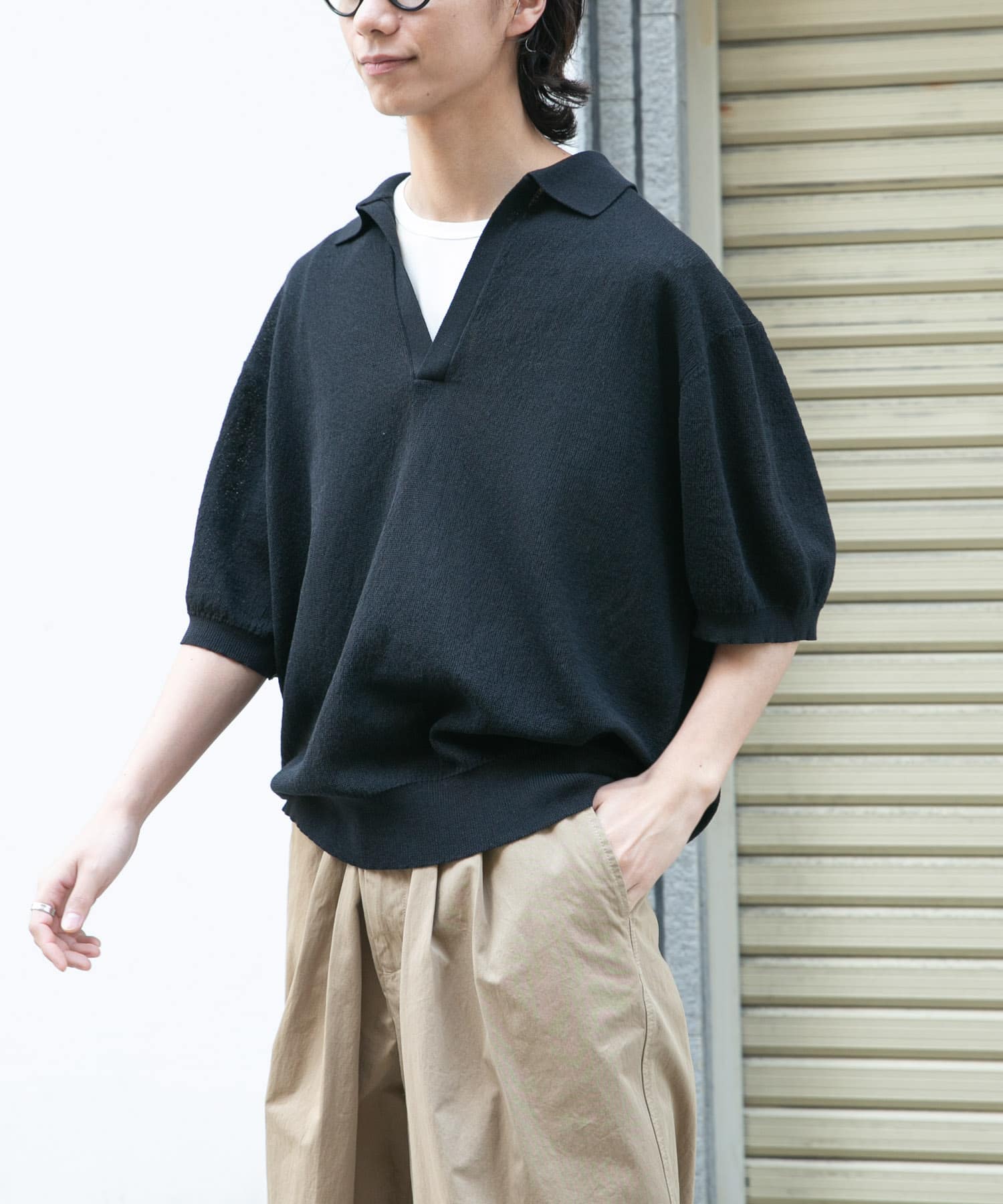 Urban Research FORK&SPOON Linen Blend Skipper Knit