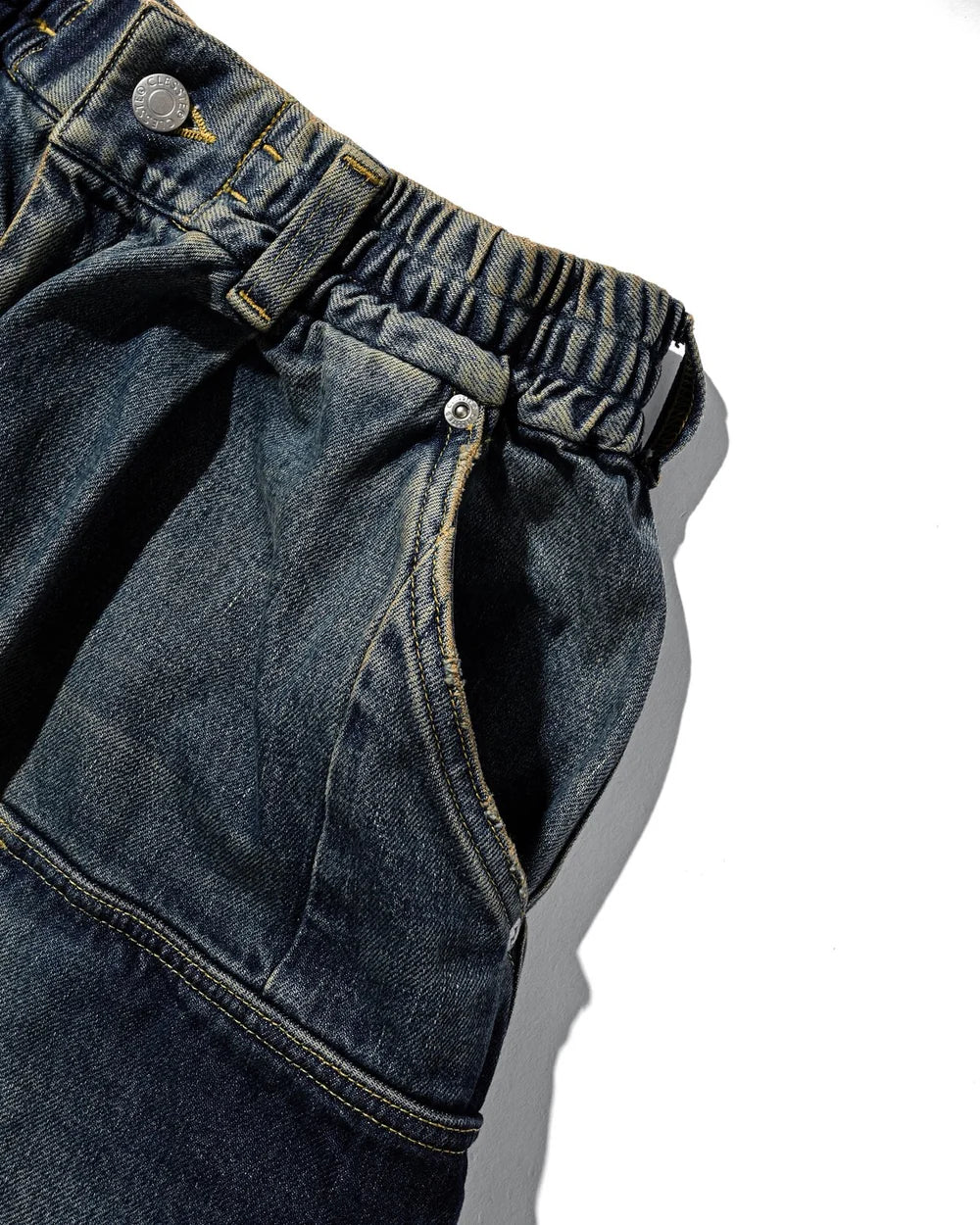 CLESSTE
VINTAGE DYED SELVEDGE DENIM CITY MEGA POCKET BALLOON CARGO HALF PANTS