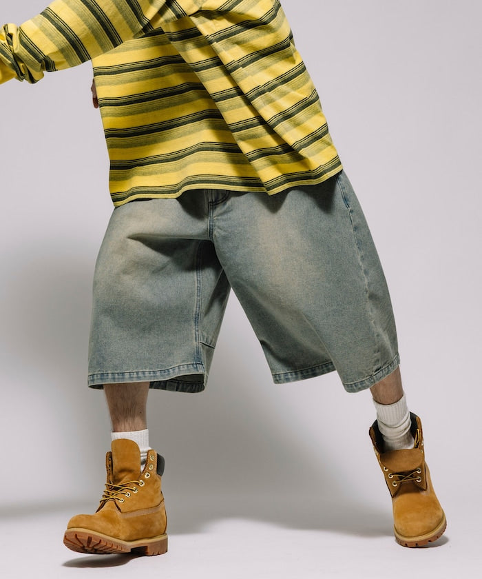 FREAK'S STORE
Wide silhouette vintage processed curve denim cropped Pants