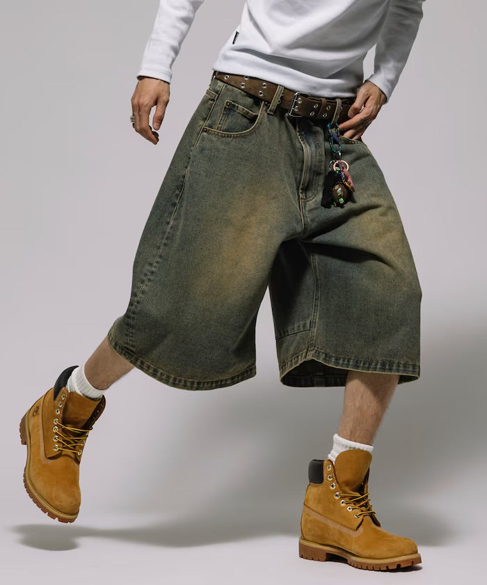 FREAK'S STORE
Wide silhouette vintage processed curve denim cropped Pants