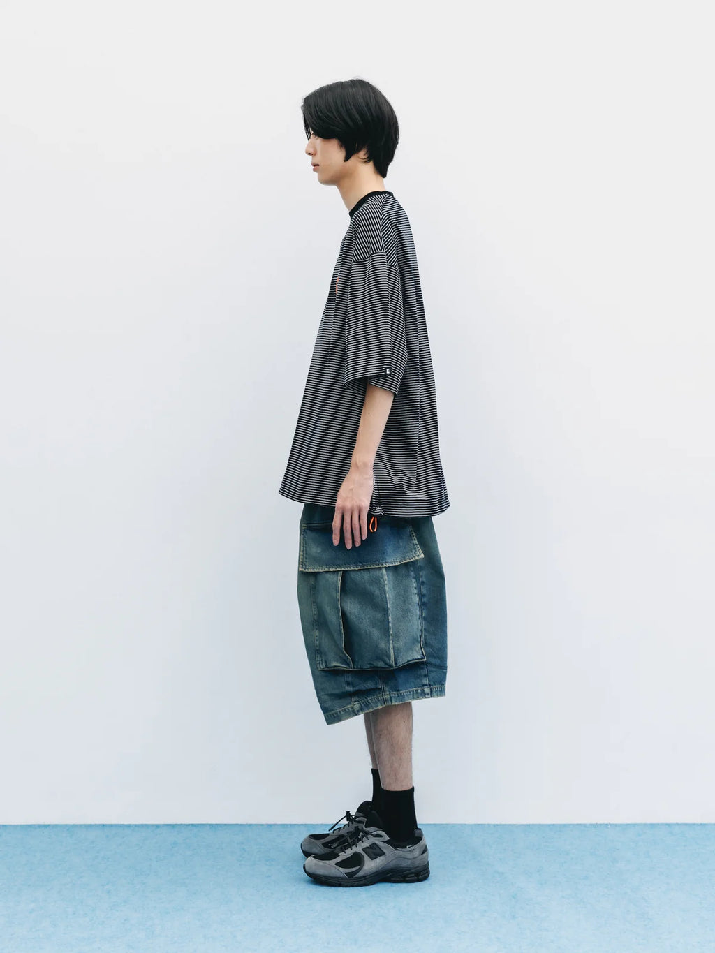 CLESSTE
VINTAGE DYED SELVEDGE DENIM CITY MEGA POCKET BALLOON CARGO HALF PANTS