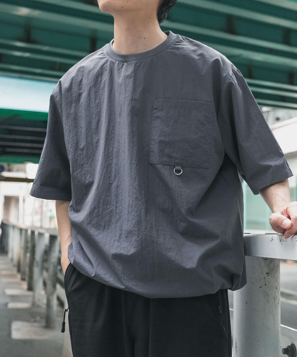 Urban Research Items Contact cold feeling/water repellent/easy care/UV cut" Taslan nylon crew neck drost T-shirt