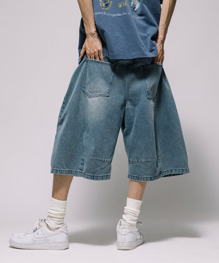 FREAK'S STORE
Wide silhouette vintage processed curve denim cropped Pants