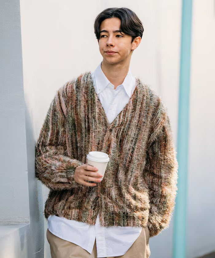 FREAK'S STORE
Relaxed Fit Knit Multi-Striped Cardigan