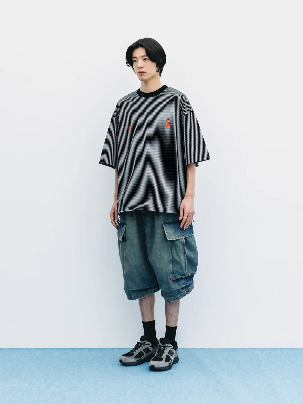 CLESSTE
VINTAGE DYED SELVEDGE DENIM CITY MEGA POCKET BALLOON CARGO HALF PANTS