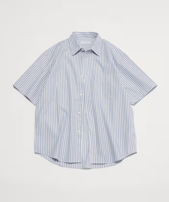 新款預訂 FREAK'S STORETypewriter Regular Collar Short Sleeve Striped Shirt