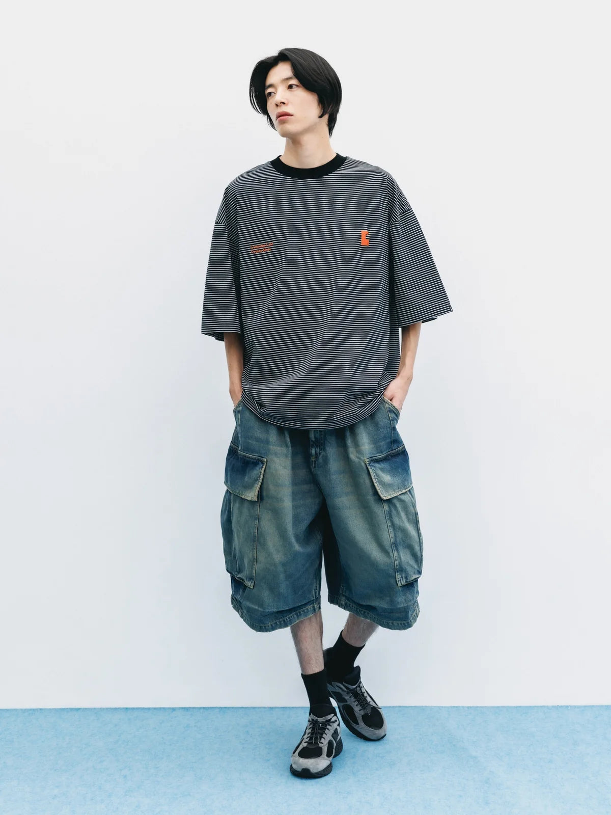CLESSTE
"C×CONCEPT" STRIPED S/S T-SHIRT WITH DRAWSTRINGS