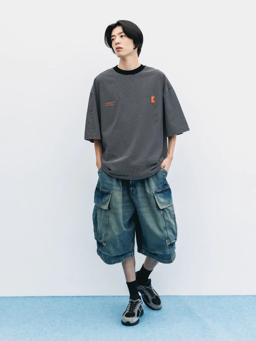 CLESSTE
VINTAGE DYED SELVEDGE DENIM CITY MEGA POCKET BALLOON CARGO HALF PANTS