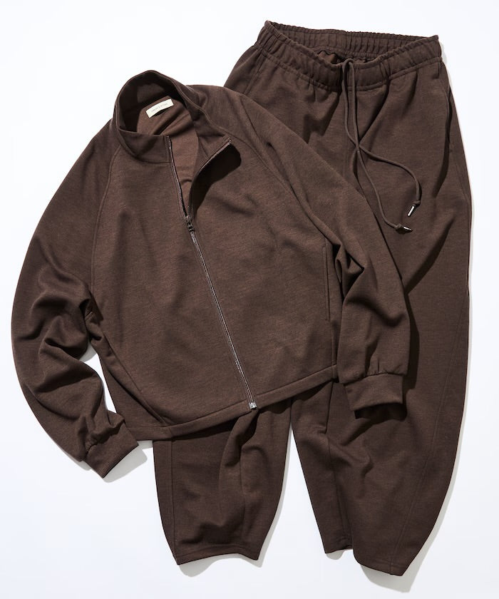 Freak‘s Store Double-knit Stand-collar Blouson & Wide-leg Easy Pants Set