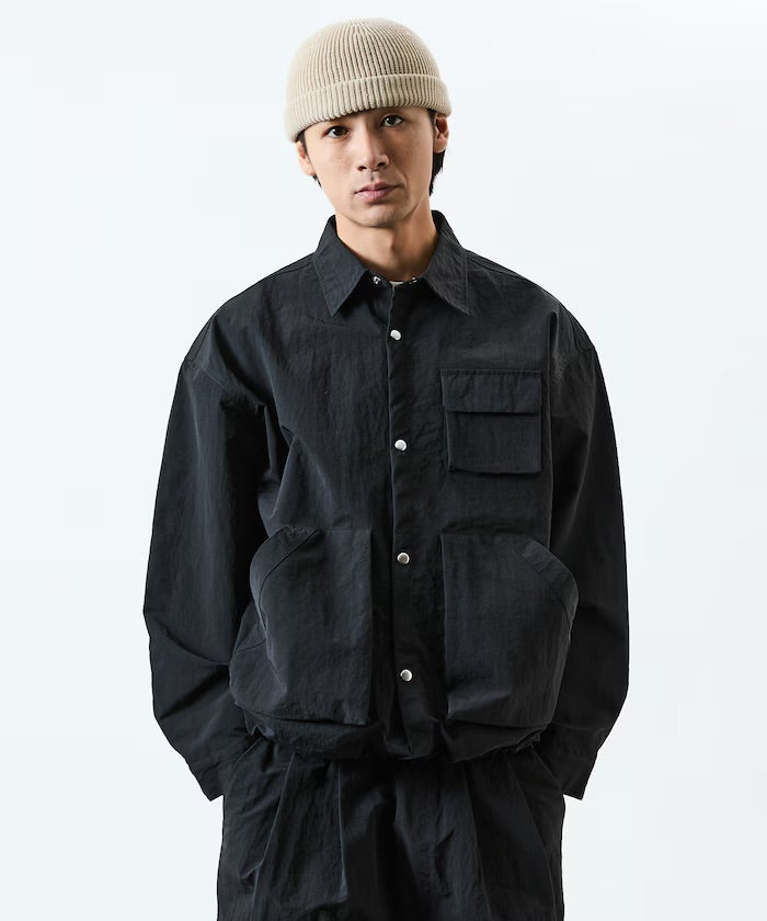 Freak‘s Store Oversized Utility-Pocket Nylon Gear Shirt Jacket