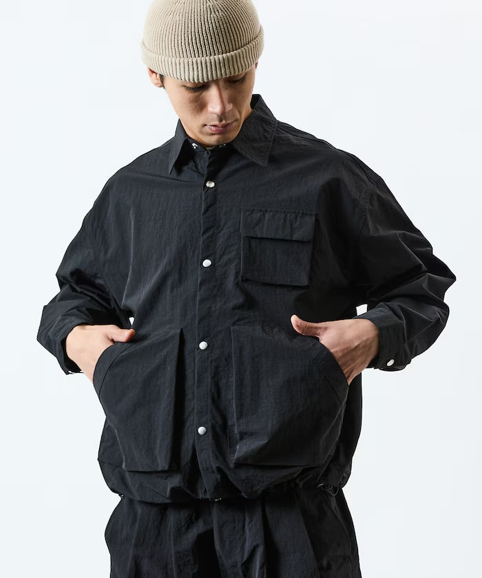 Freak‘s Store Oversized Utility-Pocket Nylon Gear Shirt Jacket