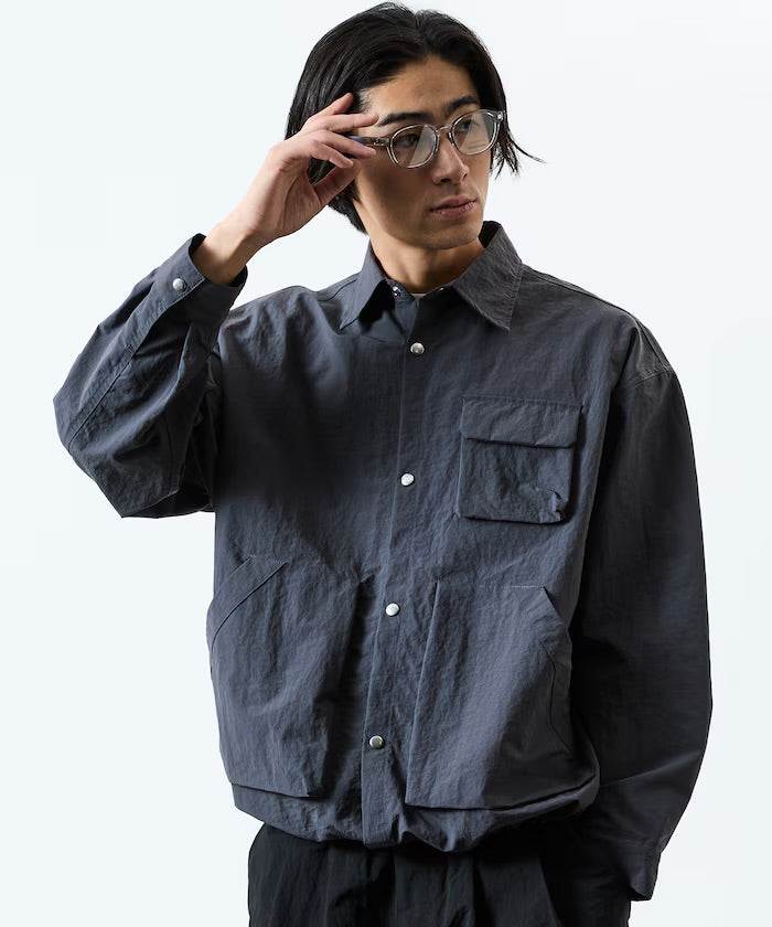 Freak‘s Store Oversized Utility-Pocket Nylon Gear Shirt Jacket