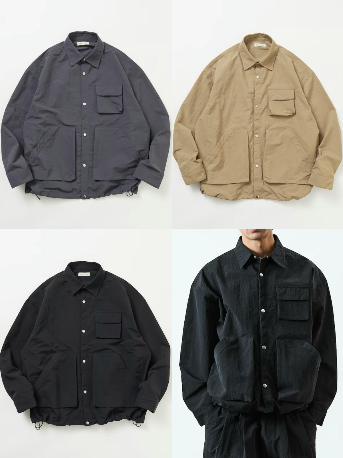 Freak‘s Store Oversized Utility-Pocket Nylon Gear Shirt Jacket