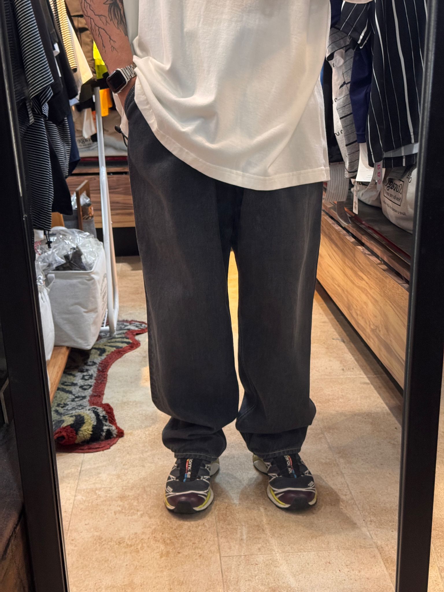 Graphpaper / Gray Tone Cone Denim Two Tuck Tapered Pants -DARK FADE-