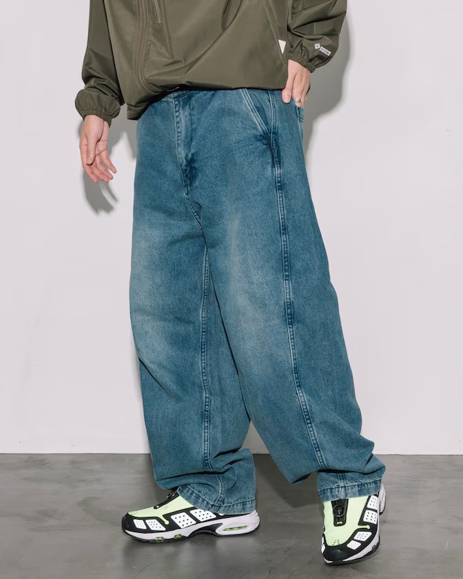 Freak's Store / Wide silhouette twisted curve Denim pants