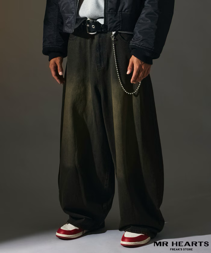 FREAK'S STORE / MR HEARTS VINTAGE WASH WIDE SILHOUETTE CURVE DENIM [Limited products]