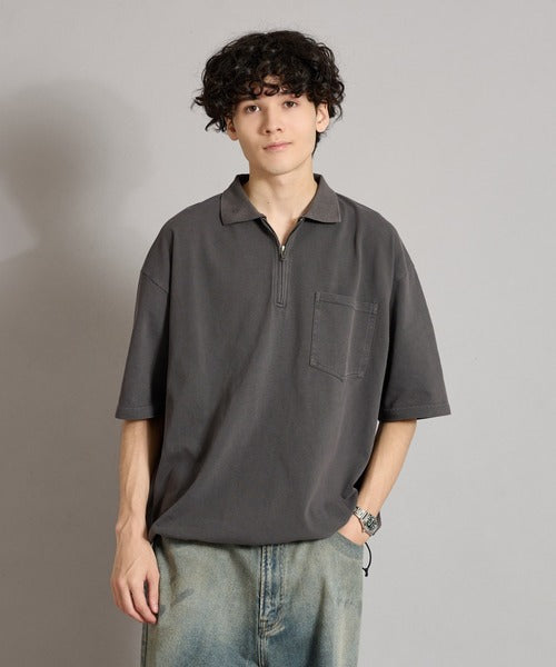 WETTEMPT / HALF ZIP PIGMENT POLO / ハーフジップピグメントポロ