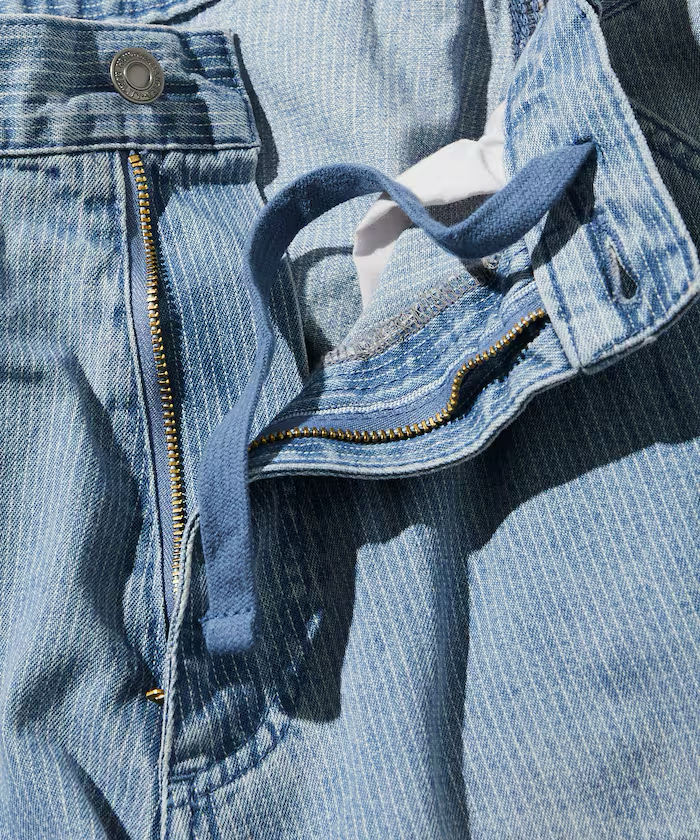 Freak's Store / Wide silhouette vintage double knee hickory denim shorts