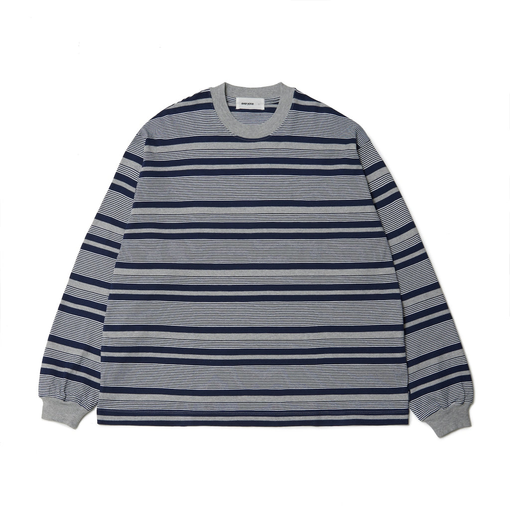 everyone border long sleeve tee shirt (NAVY)