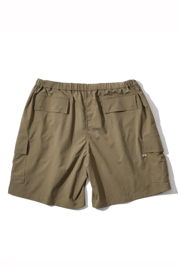 is-ness / BAMBOO SHOOTS x is-ness / Seersucker Cargo Shorts-Olive Shell
