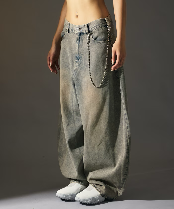 FREAK'S STORE / MR HEARTS VINTAGE WASH WIDE SILHOUETTE CURVE DENIM [Limited products]