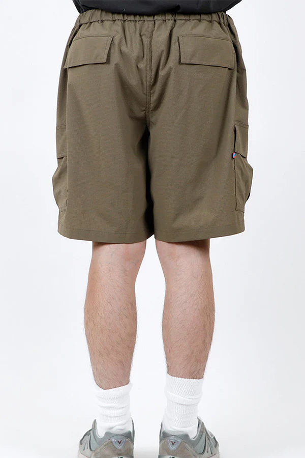 is-ness / BAMBOO SHOOTS x is-ness / Seersucker Cargo Shorts-Olive Shell