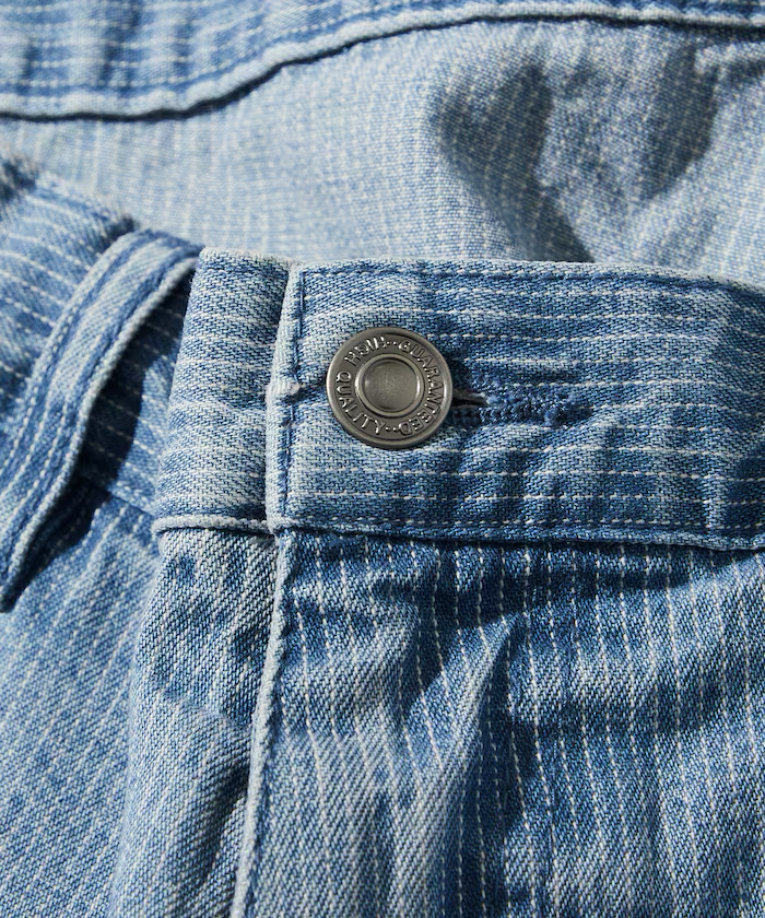 Freak's Store / Wide silhouette vintage double knee hickory denim shorts