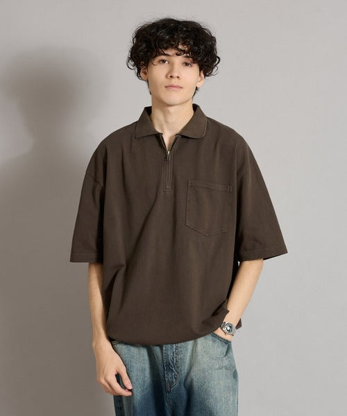 WETTEMPT / HALF ZIP PIGMENT POLO / ハーフジップピグメントポロ