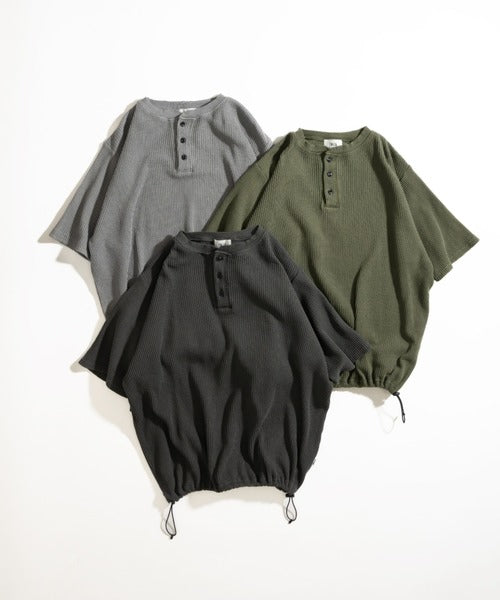 WETTEMPT / HENRY NECK PIGMENT WAFFLE TEE / ヘンリーネックピグメントワッフルT