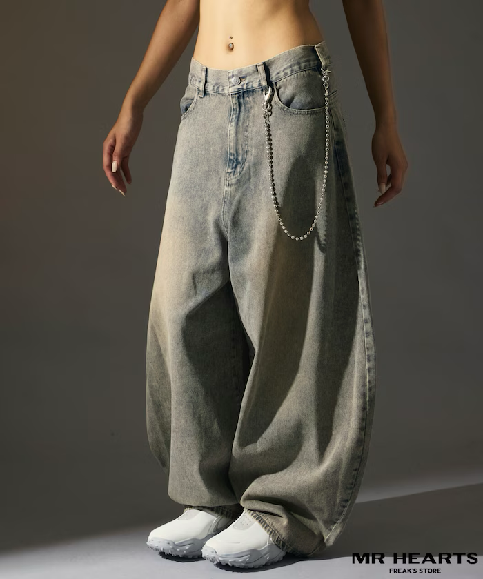 FREAK'S STORE / MR HEARTS VINTAGE WASH WIDE SILHOUETTE CURVE DENIM [Limited products]