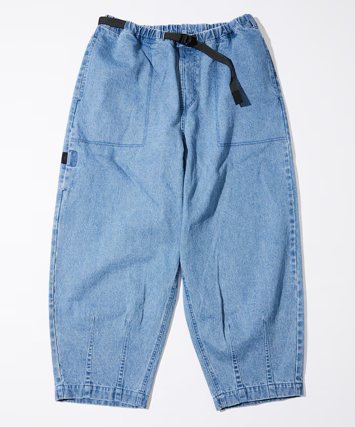 Freak's Store  Loose-fit waving Belt cropped Denim pants