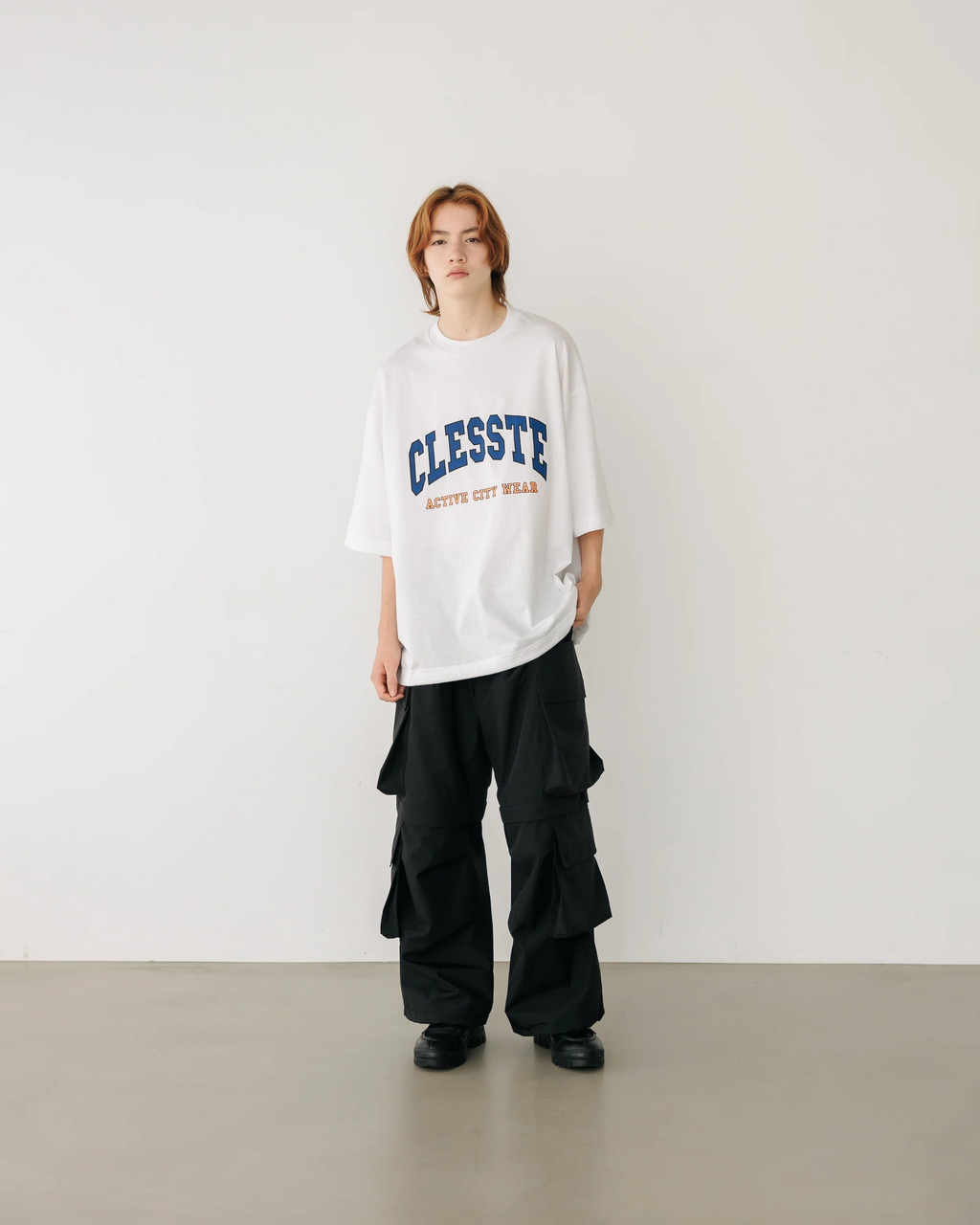 24SS Clesste / “COLLEGE LOGO” MASSIVE T-SHIRT WITH DRAWSTRINGS
