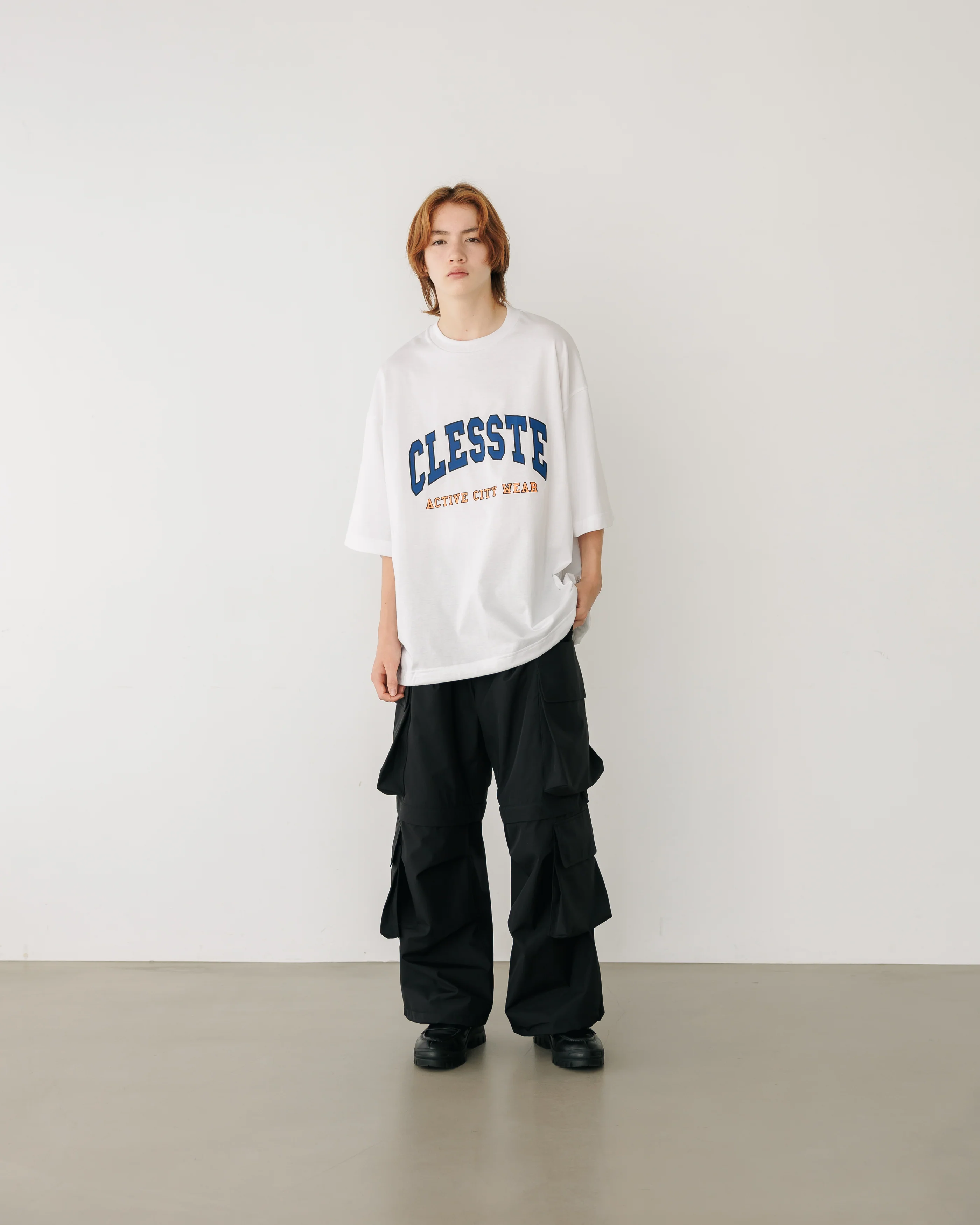 24SS Clesste / “COLLEGE LOGO” MASSIVE T-SHIRT WITH DRAWSTRINGS