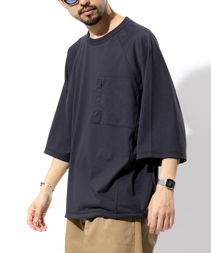 Freak's Store / AIRDRY High-performance Material Rashguard Big Silhouette Crew Neck Spindle T-shirt/Cool to the touch/Heat shielding/UV protection/Moisture wicking/Quick drying